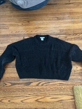Urban Outfitters Black Ribbed Knit Crew Sweater